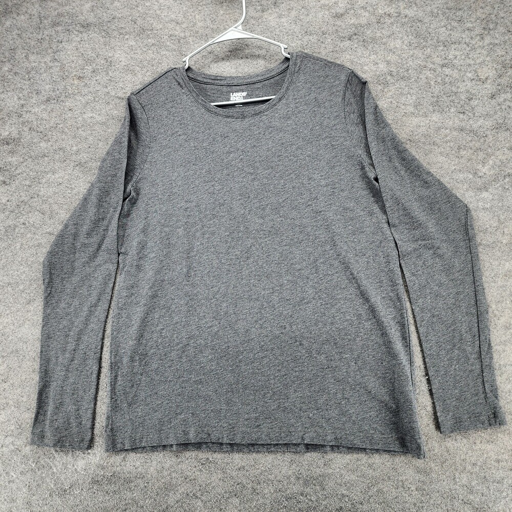 Lands End Shirt Mens Medium 10-12 Long Sleeve Gray